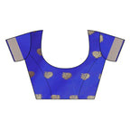 Vamika Banarasi Jacquard Weaving Blue With Gold Print Saree | Grab2Buy
