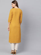 Yufta Women Mustard Yellow & Off-White Block Print Kurta with Trouser | Grab2Buy