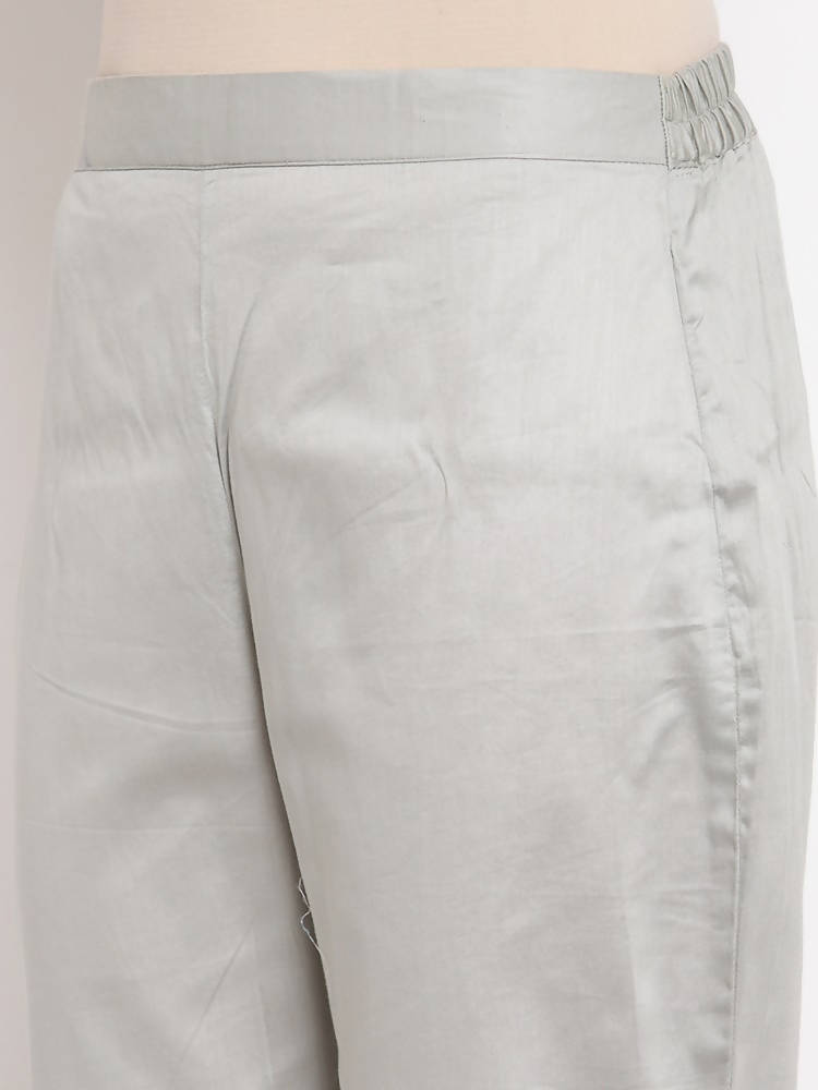 Myshka Beautiful Women's Grey Cotton Solid Casual Trouser | Grab2Buy
