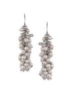 Shoshaa Silver-Toned & White Contemporary Hoop Earrings | Grab2Buy