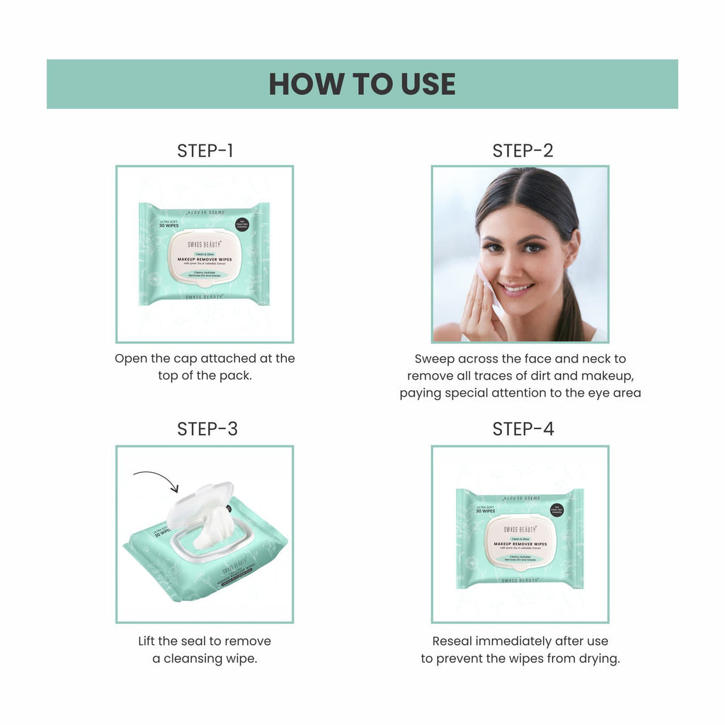 Swiss Beauty Clean And Glow Makeup Remover Wipes | Grab2Buy