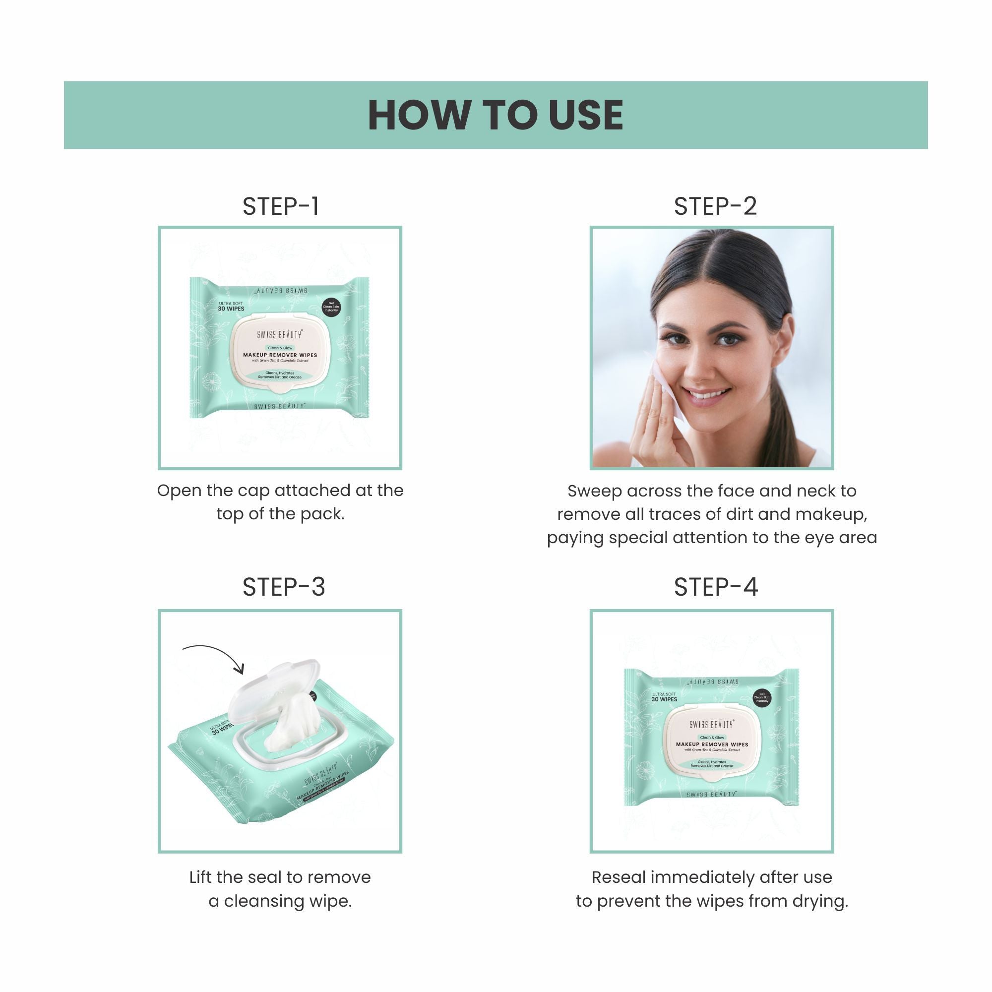 Swiss Beauty Clean And Glow Makeup Remover Wipes | Grab2Buy