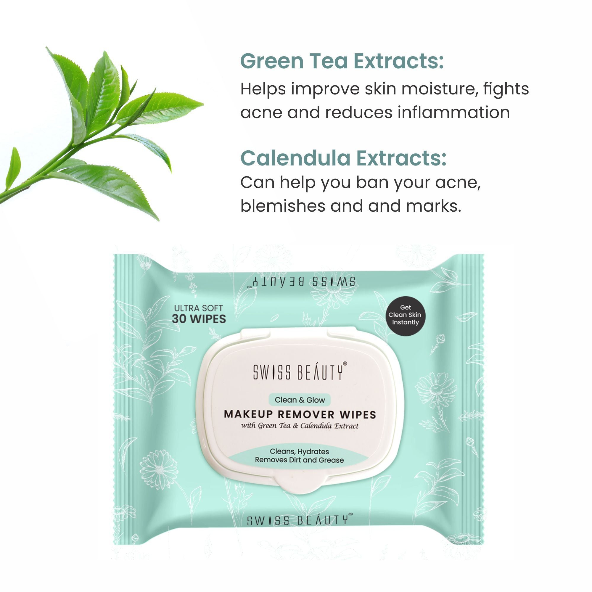 Swiss Beauty Clean And Glow Makeup Remover Wipes | Grab2Buy