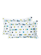 Story@home Ventura Green Geometric 152 TC Cotton Queen Bedsheet With 2 Pillow Covers