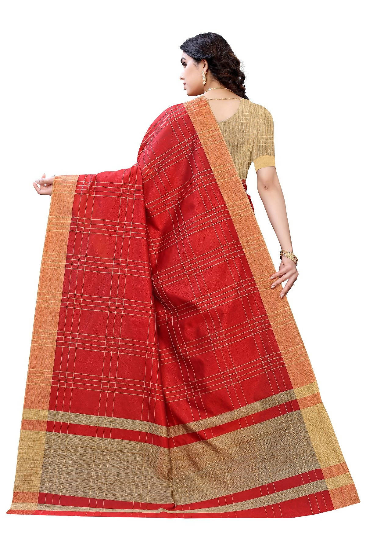 Vamika Red Cotton Silk Weaving Saree (Anaya Red) | Grab2Buy