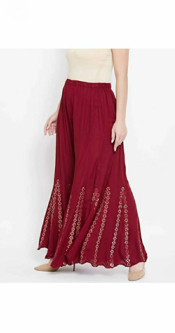Mominos Fashion Maroon Mirror Palazzo | Grab2Buy