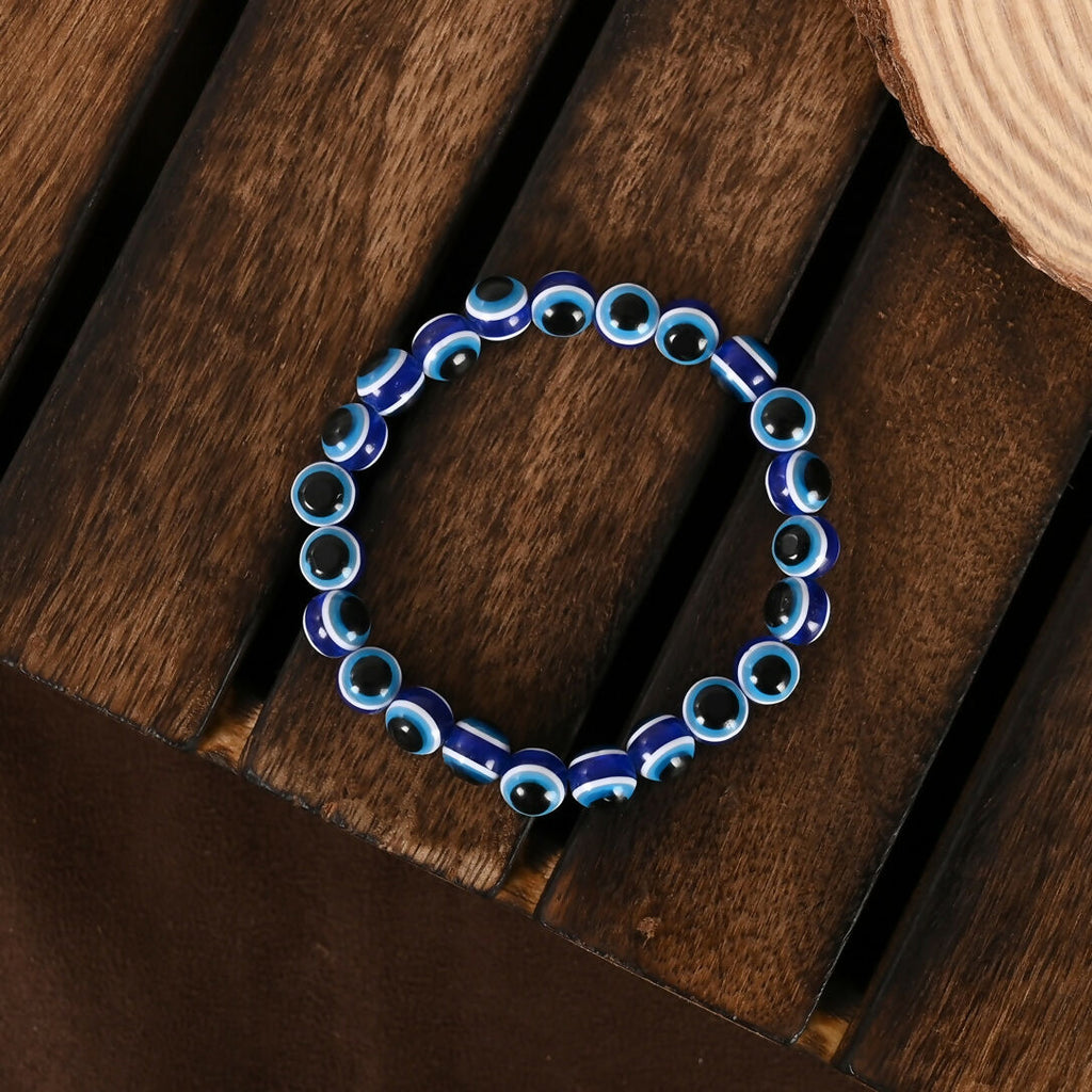 NVR Men & Women Black & Blue Evil Eye Elasticated Bracelet | Grab2Buy
