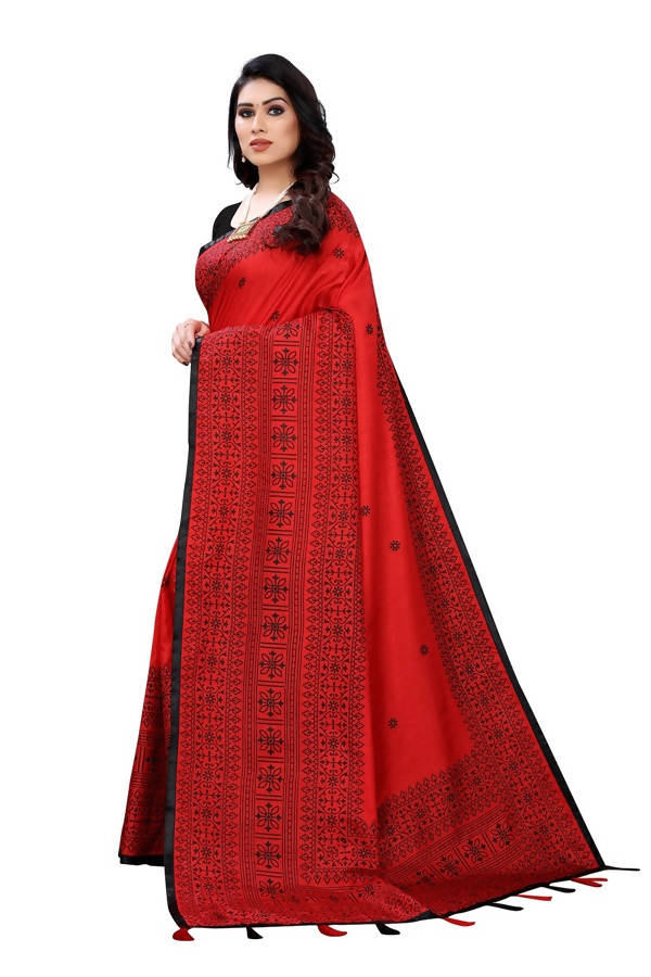 Vamika Red Sana Silk Printed Saree (Nihal Red) | Grab2Buy