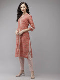 Yufta Peach and Off White Kurta Trouser Set | Grab2Buy