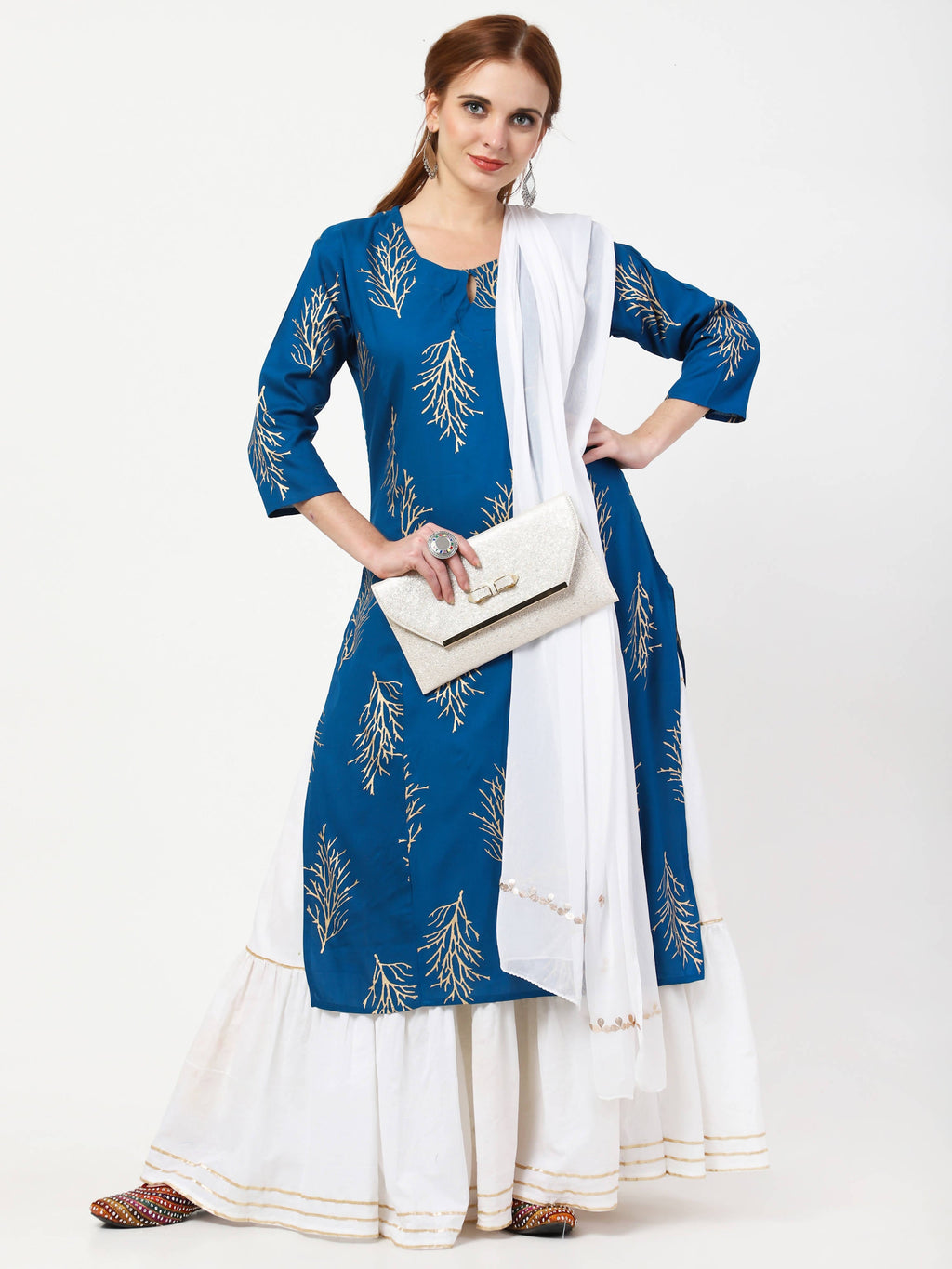 Cheera Kurta with Skirt & Embroidered Dupatta Set (CH111KSD) | Grab2Buy