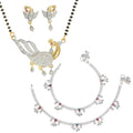AanyaCentric Gold-Polished Mangalsutra Pendant Earring Set & Silver Plated Anklet | Grab2Buy