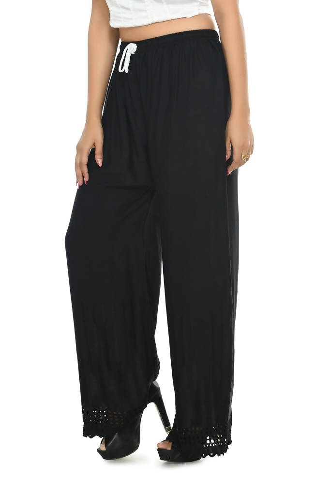 Mominos Fashion Moeza Reyon Cotton Black Cut Work Palazzo | Grab2Buy