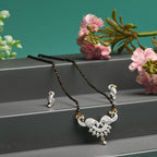 AanyaCentric Gold-Polished Mangalsutra Pendant Earring Set & Silver Plated Anklet | Grab2Buy