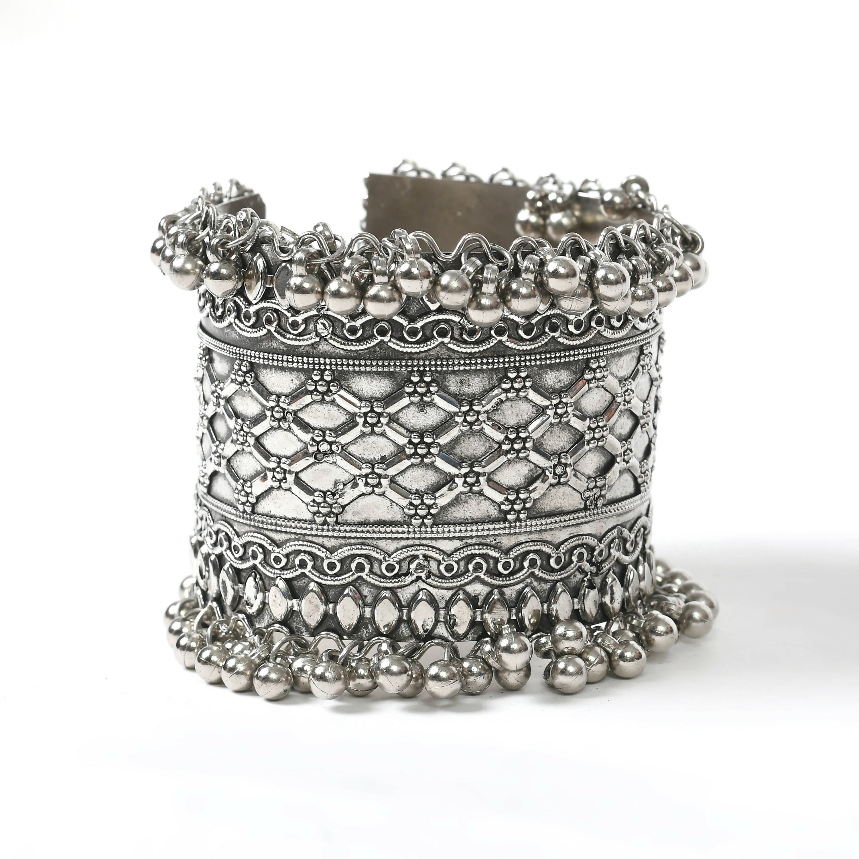Mominos Fashion Joharkamal Oxidised Silver-Plated Ghungroo Handcraft Bracelet - Design 026 | Grab2Buy