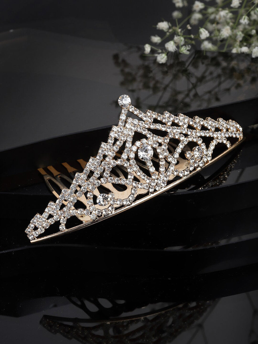 Panash Gold-Toned & White Embellished Comb Pin | Grab2Buy