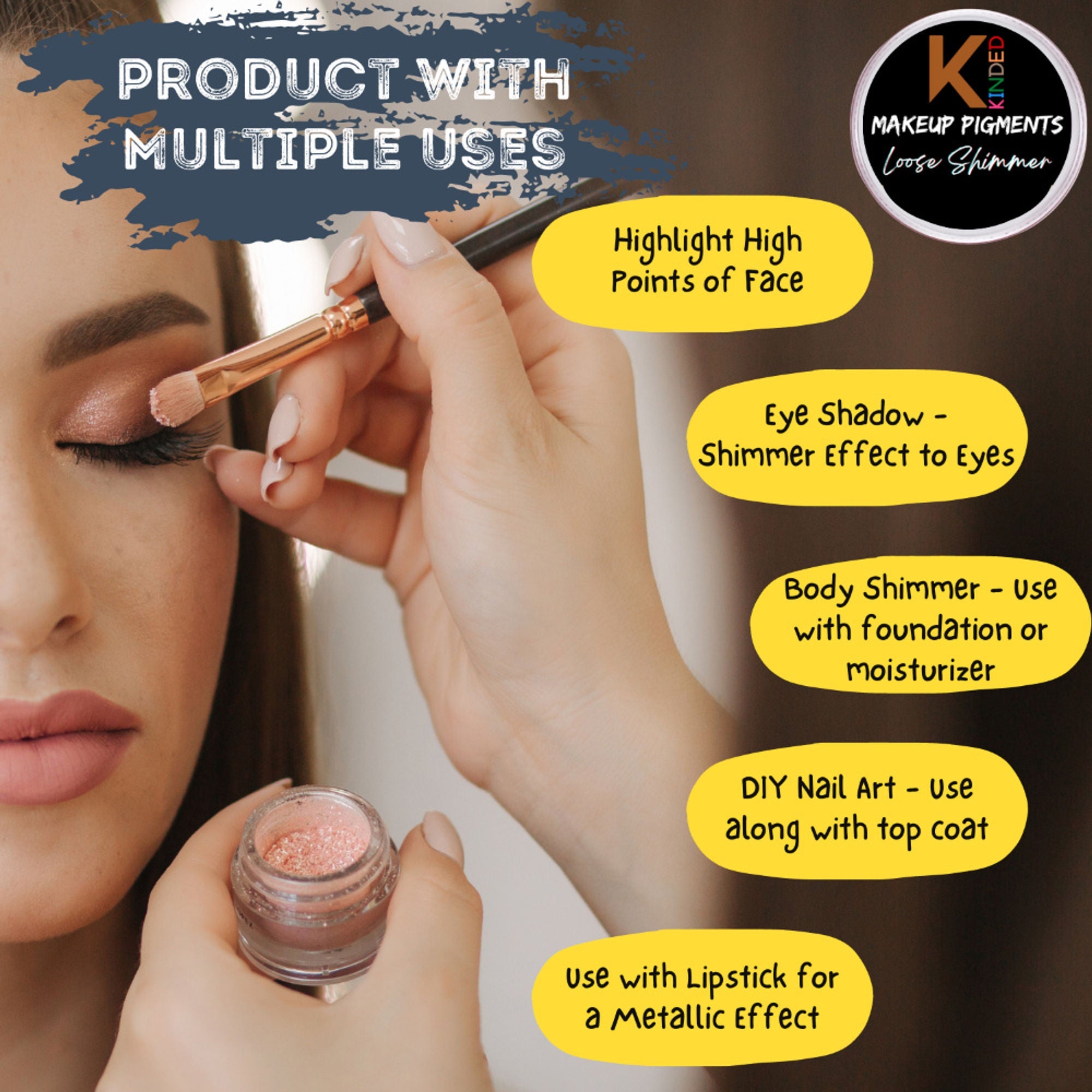 KINDED Loose Shimmer Makeup Foil Pigments Powder - Carrot Red | Grab2Buy