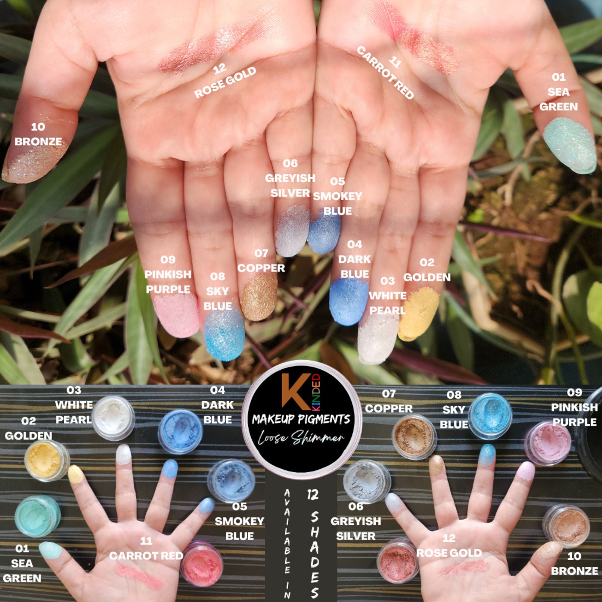 KINDED Loose Shimmer Makeup Foil Pigments Powder - Carrot Red | Grab2Buy