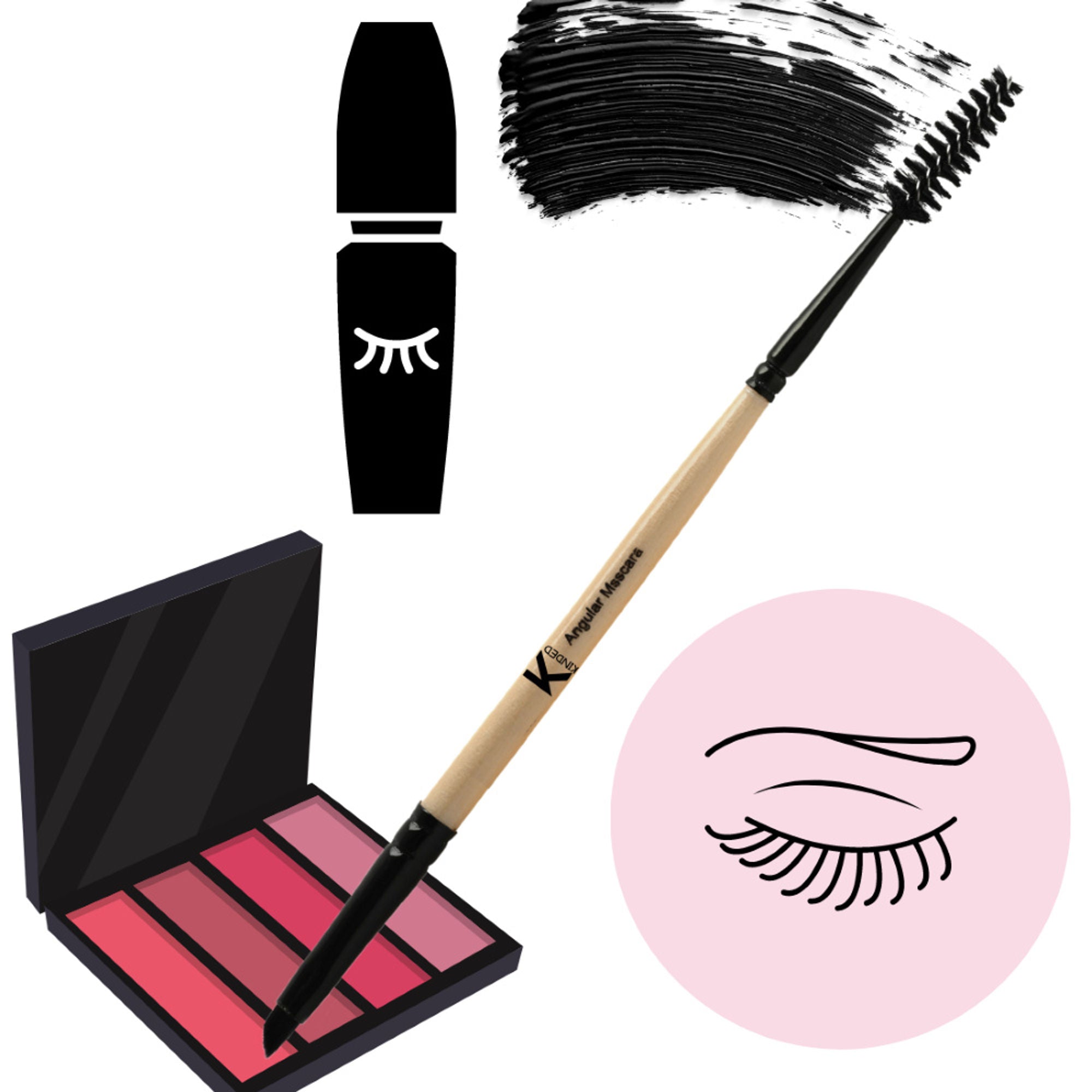 KINDED Professional Natural Wooden Handle 2 in 1 Masaca & Angular Makeup Brush | Grab2Buy