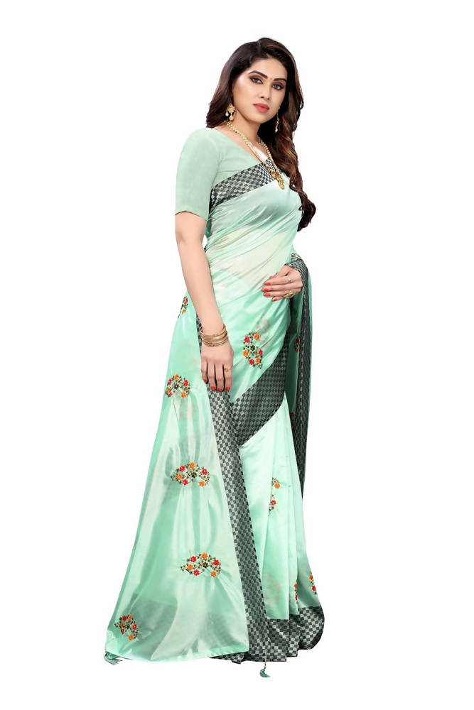 Vamika Green Crepe Embroidery Saree (Nirali Green) | Grab2Buy