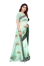Vamika Green Crepe Embroidery Saree (Nirali Green) | Grab2Buy