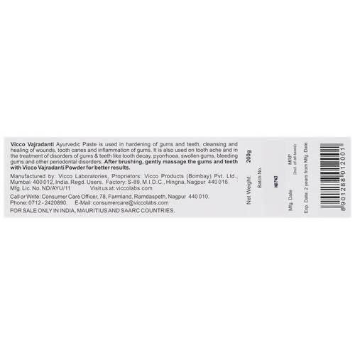 Vicco Vajradanti Ayurvedic 18 Herbs and Barks Toothpaste | Grab2Buy