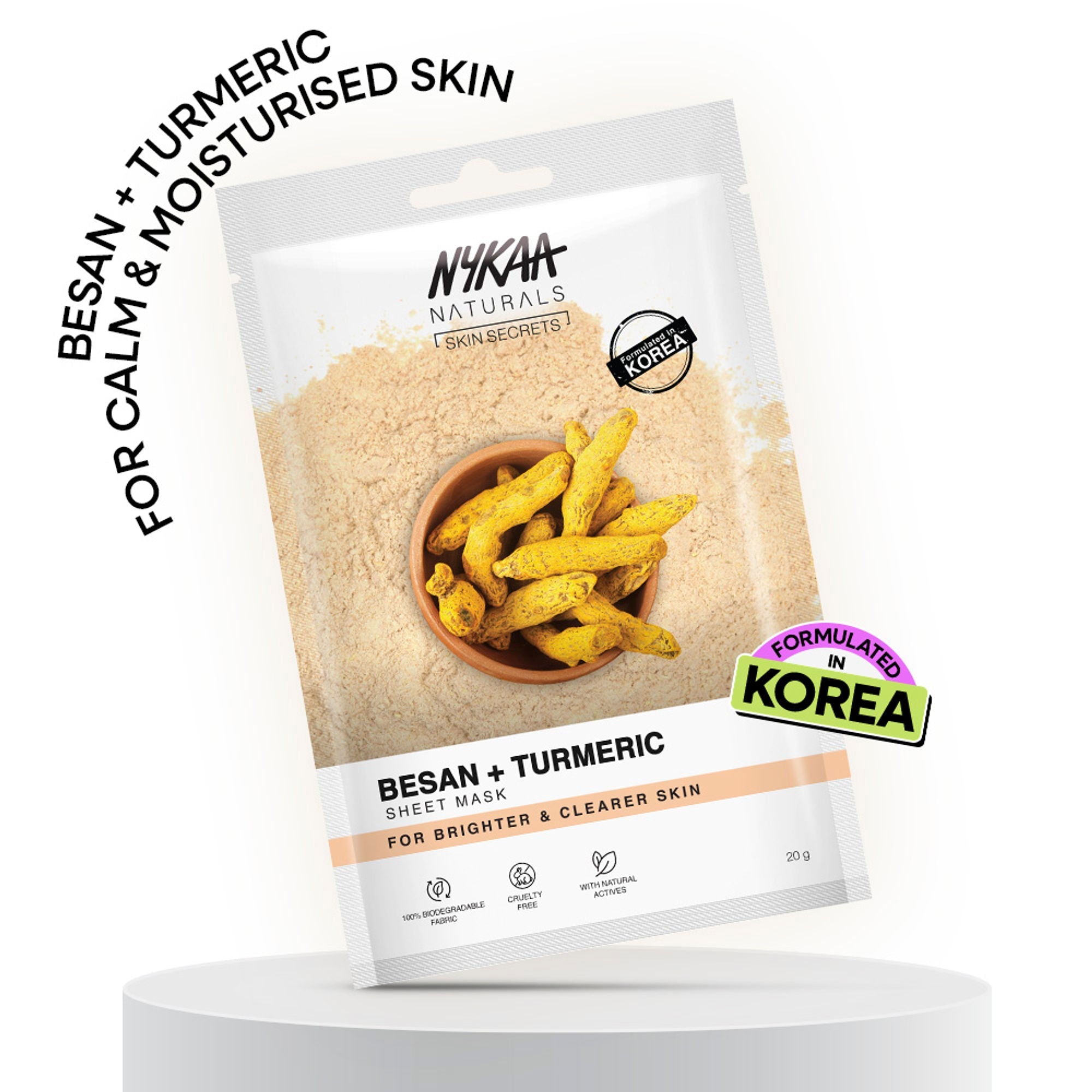 Nykaa Green Tea + Aloe Vera Sheet Mask For Hydrated Skin - Formulated in Korea - For All Skin Types - Besan & Turmeric