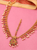 Yellow Chimes Women Gold-Polished,Maroon,Green White Pearl Hanging Bridal Mathapatti | Grab2Buy