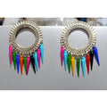 MS Fashion India Sun Design Oxidized Silver Earrings With Multicolor Alloy Drops | Grab2Buy