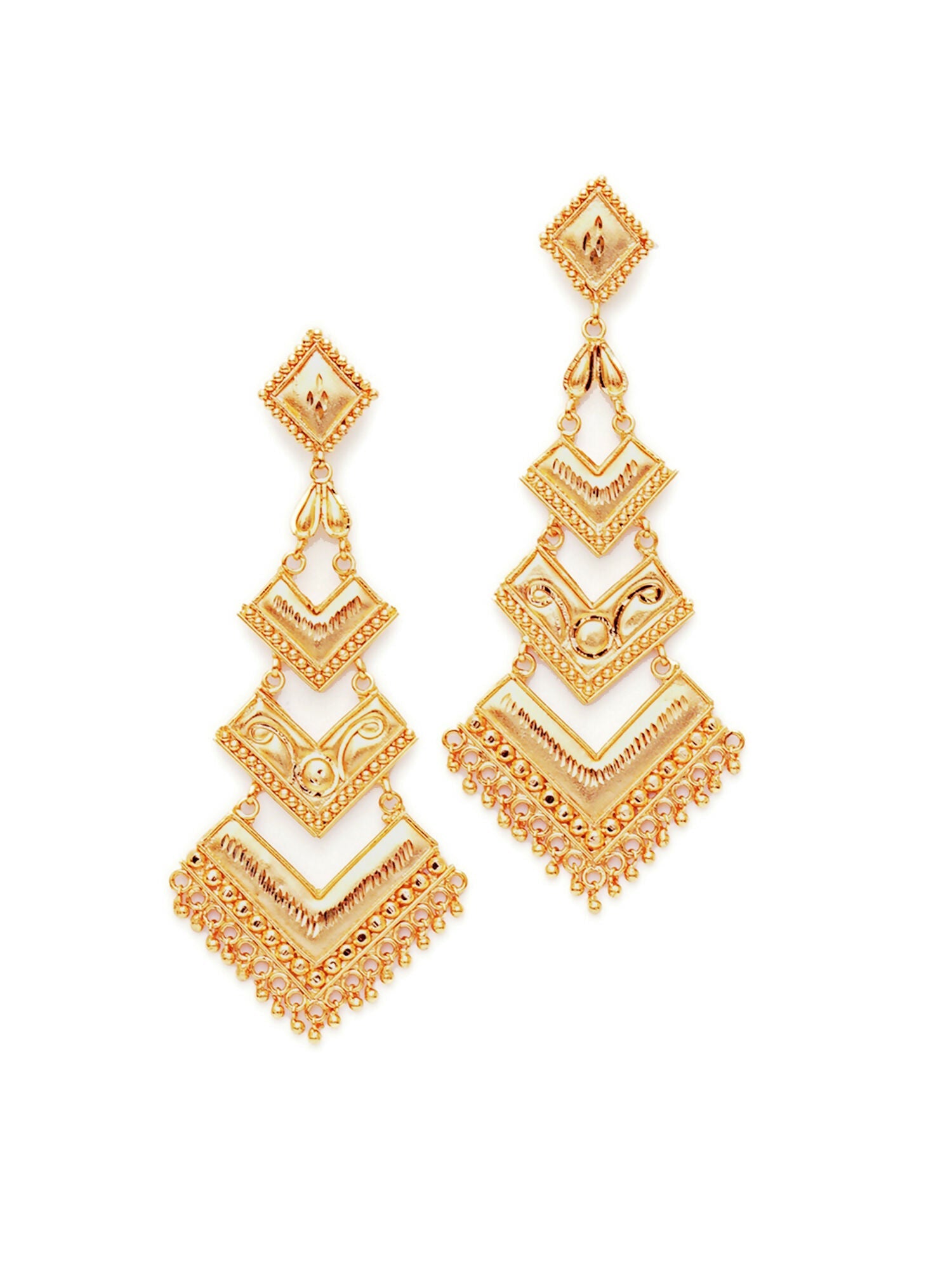 Golden Earrings (Gold) - Ruby Raang | Grab2Buy