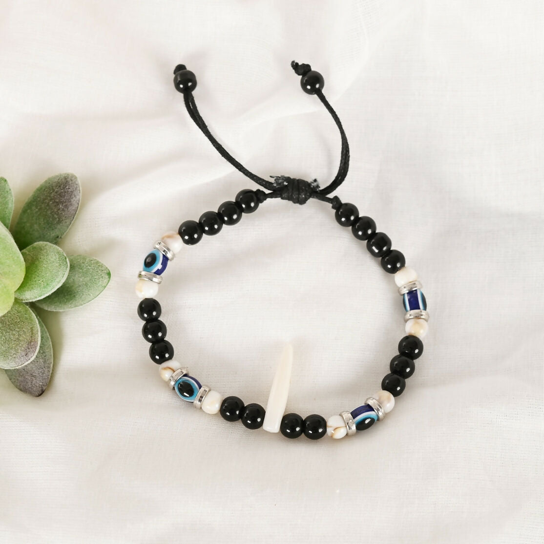 NVR Men & Women Pearl Evil Eye Adjustable Bracelet | Grab2Buy