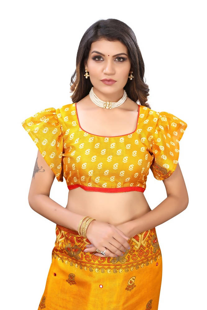 Vamika Yellow Jute Silk Mirror Work Saree | Grab2Buy