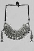 Mominos Fashion Johar Kamal Oxidised Silver-Plated Brass Finish Temple Jewellery with Earrings For Women | Grab2Buy