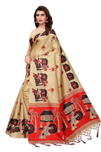 Vamika Kalamkari With Jhalar Khadi Silk Saree in Chiku Color | Grab2Buy