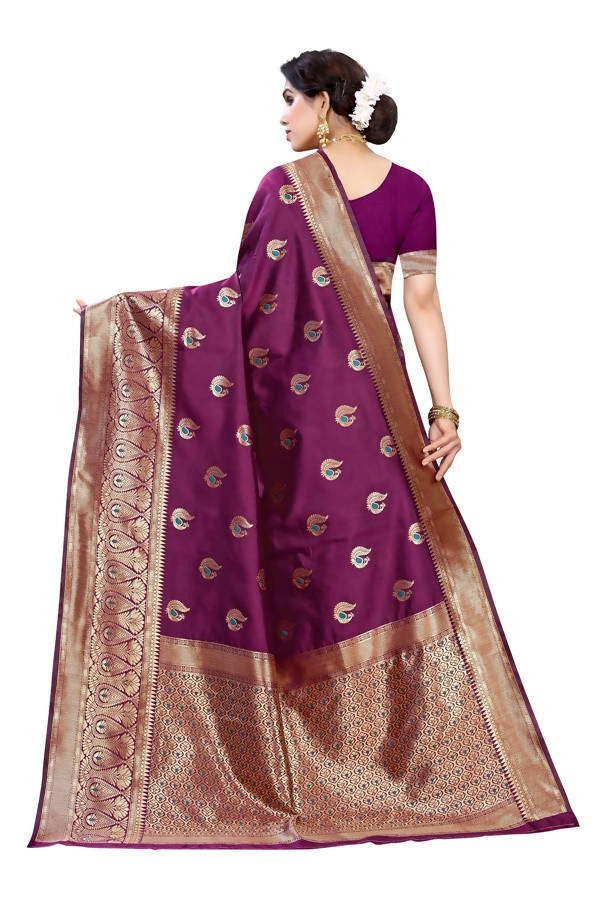 Vamika Banarasi Jacquard Weaving Purple Saree (Siri Purple) | Grab2Buy