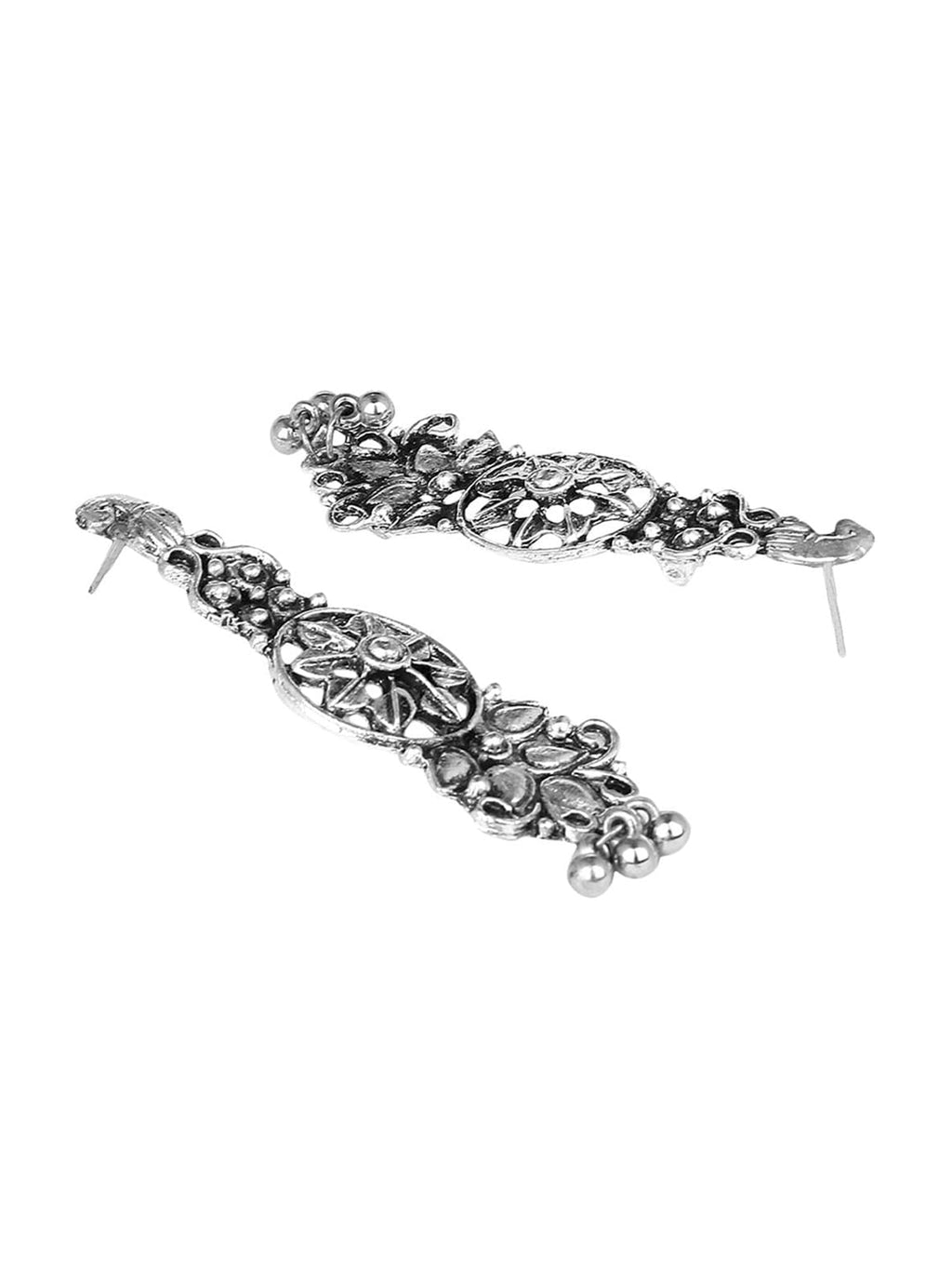 Cardinal Oxidised Silver-Plated Stone-Studded & Beaded Jewellery Set | Grab2Buy