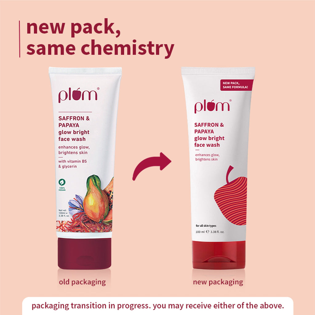 Plum Saffron & Papaya Glow Bright Gel Face Wash For Daily Use - Fights Dullness & Evens Skin Tone | Grab2Buy
