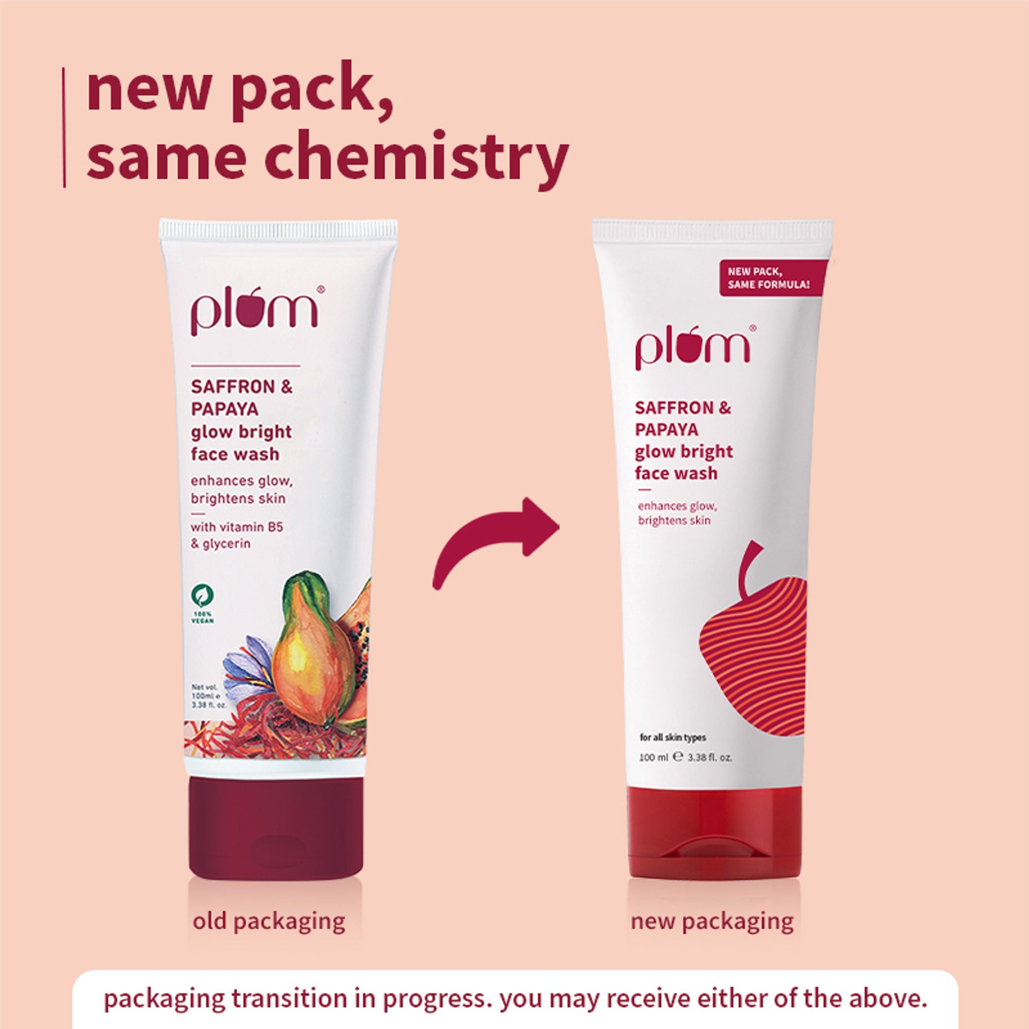 Plum Saffron & Papaya Glow Bright Gel Face Wash For Daily Use - Fights Dullness & Evens Skin Tone | Grab2Buy