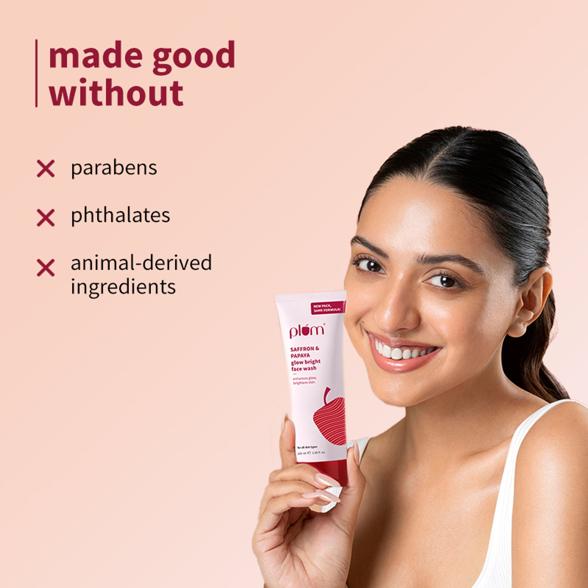 Plum Saffron & Papaya Glow Bright Gel Face Wash For Daily Use - Fights Dullness & Evens Skin Tone | Grab2Buy