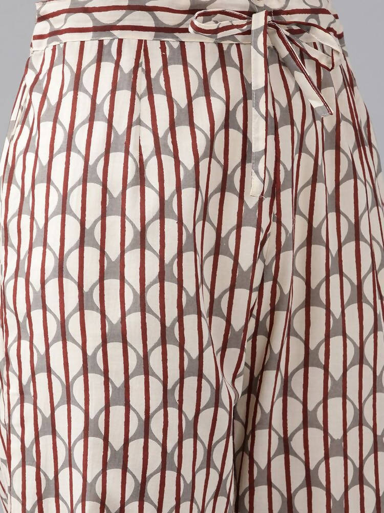 Yufta Women Maroon Pure Cotton Ethnic Motifs Printed Kurta with Palazzo & Dupatta | Grab2Buy