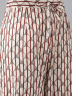 Yufta Women Maroon Pure Cotton Ethnic Motifs Printed Kurta with Palazzo & Dupatta | Grab2Buy