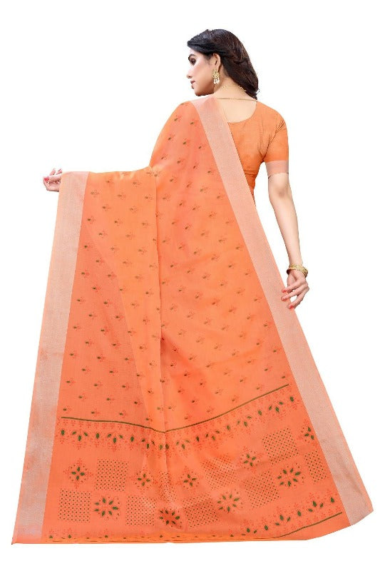 Vamika Orange Chanderi Designer Saree (DIYA ORANGE) | Grab2Buy