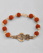 VOJ Gold-Polished Rudraksh Mahakal Bracelet
