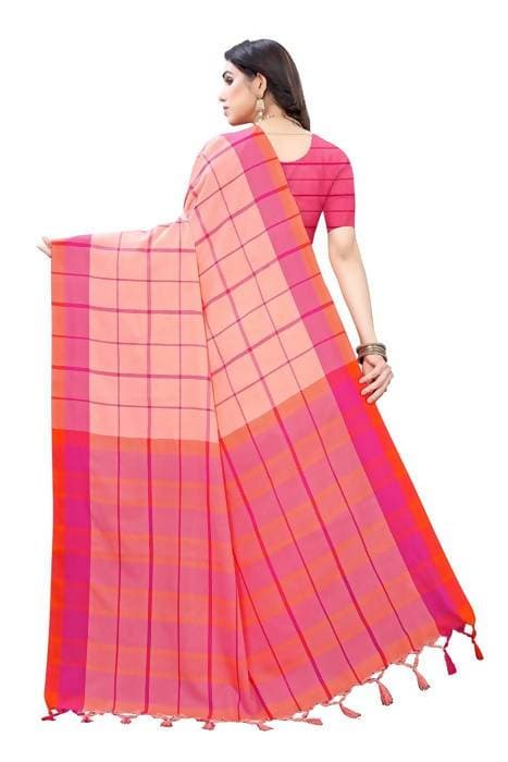 Vamika Peach Cotton Silk Weaving Saree (Goggle Peach) | Grab2Buy
