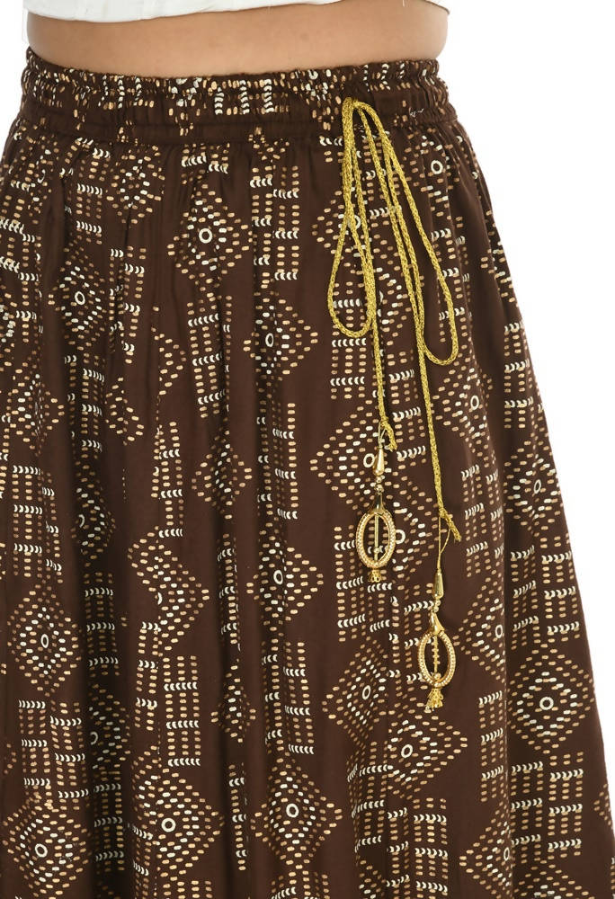 Mominos Fashion Moeza Cotton Coffee Color Printed Lehenga (Lancha) | Grab2Buy