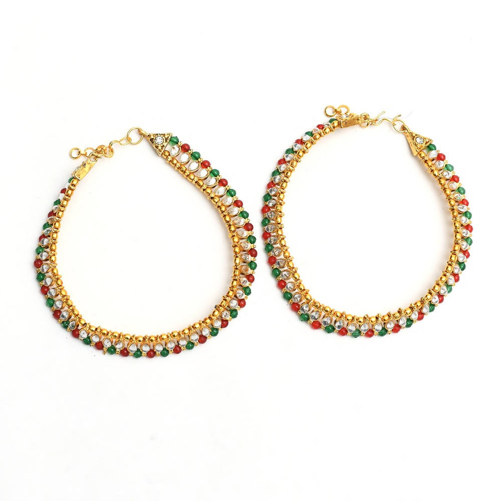 Mominos Fashion Kamal Johar Multi Kundan Anklets | Grab2Buy