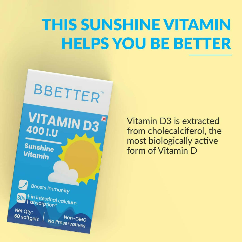 BBETTER Vitamin D3 400 IU Capsules | Grab2Buy