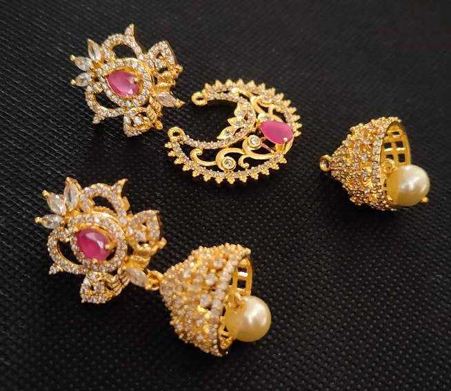 AD Rubies Designer 4 in 1 earrings | Grab2Buy