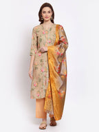 Myshka Women's Multi Solid Cotton Blend 3/4 Sleeve Round Neck Casual Kurta Pant Dupatta Set | Grab2Buy