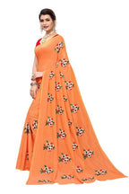Vamika Chanderi Cotton Embroidery Orange Saree (Mogra Orange) | Grab2Buy