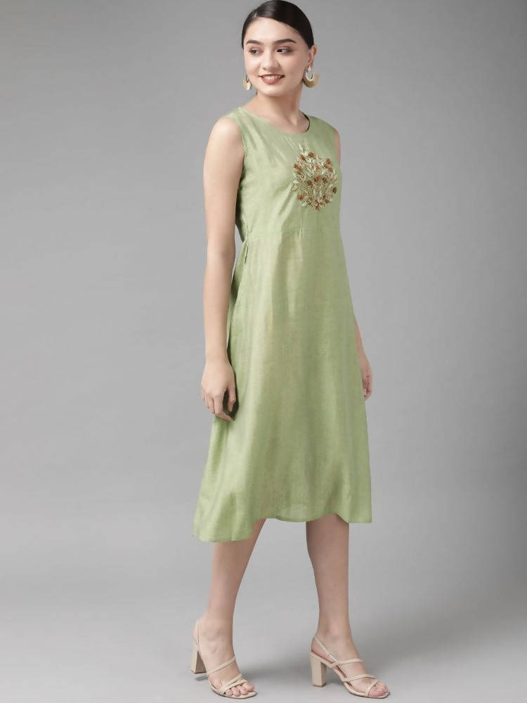 Yufta Silk Green Regular Dress Single | Grab2Buy